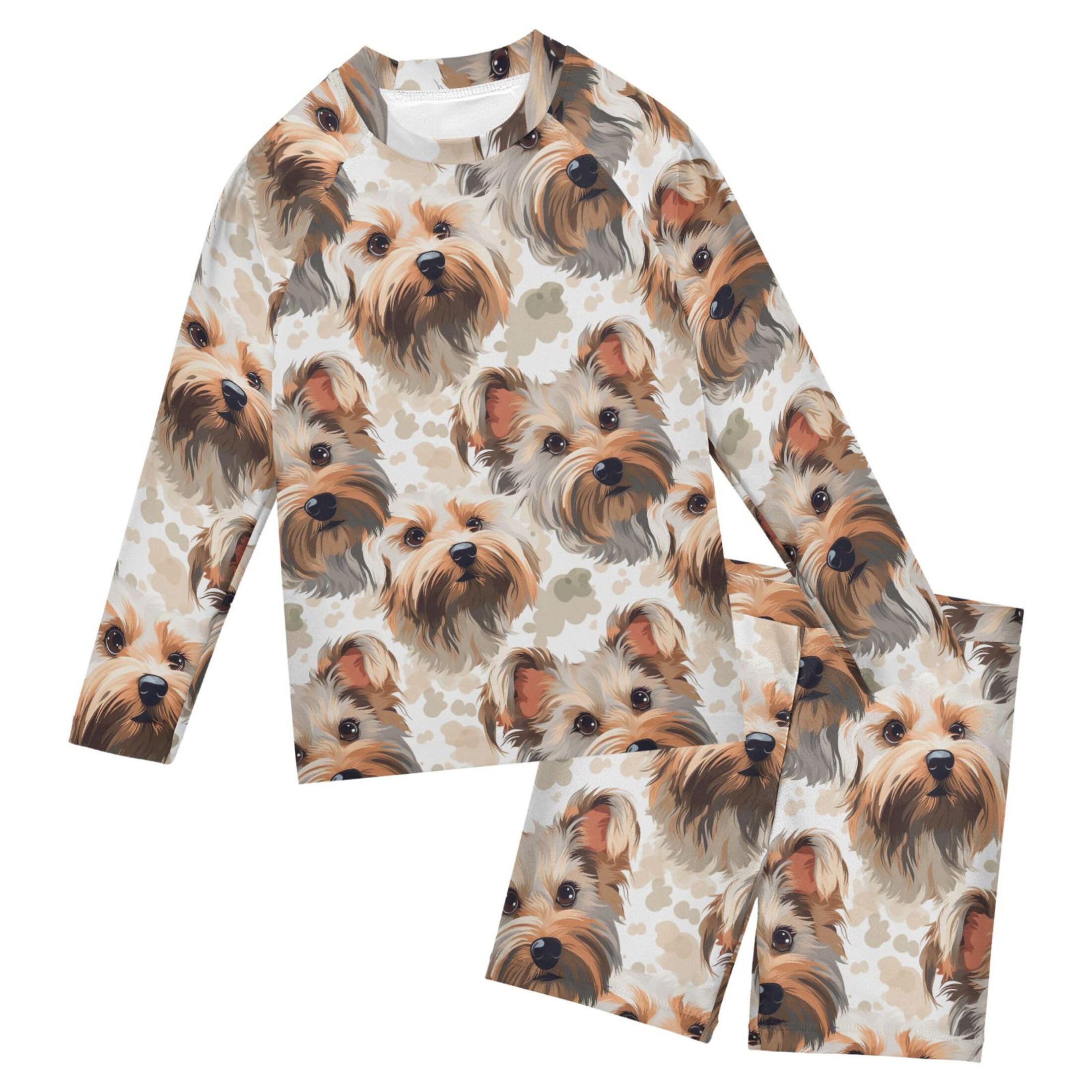 Dog Puppy Pug Animal Cute Toddlers and Baby Boys' Swimsuit Trunk and Rashguard Set B0402794