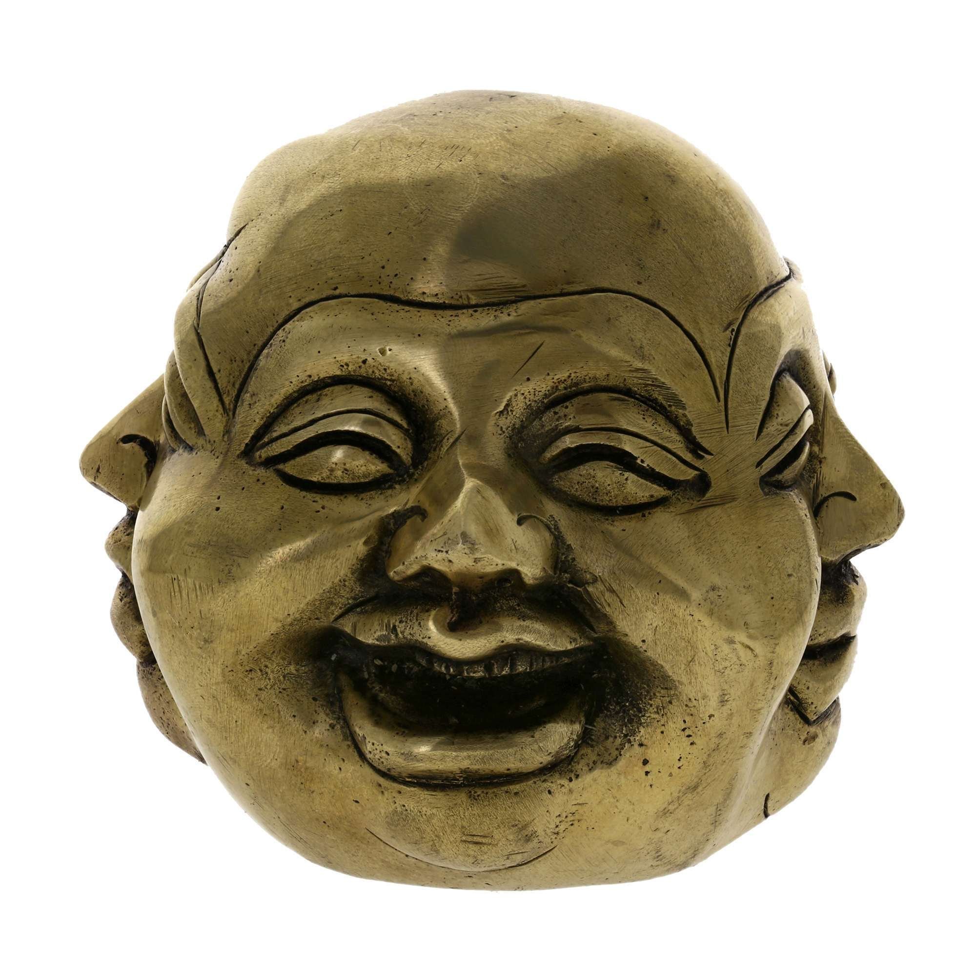 ShalinIndiaBuddha Head Four Faces Brass Statue