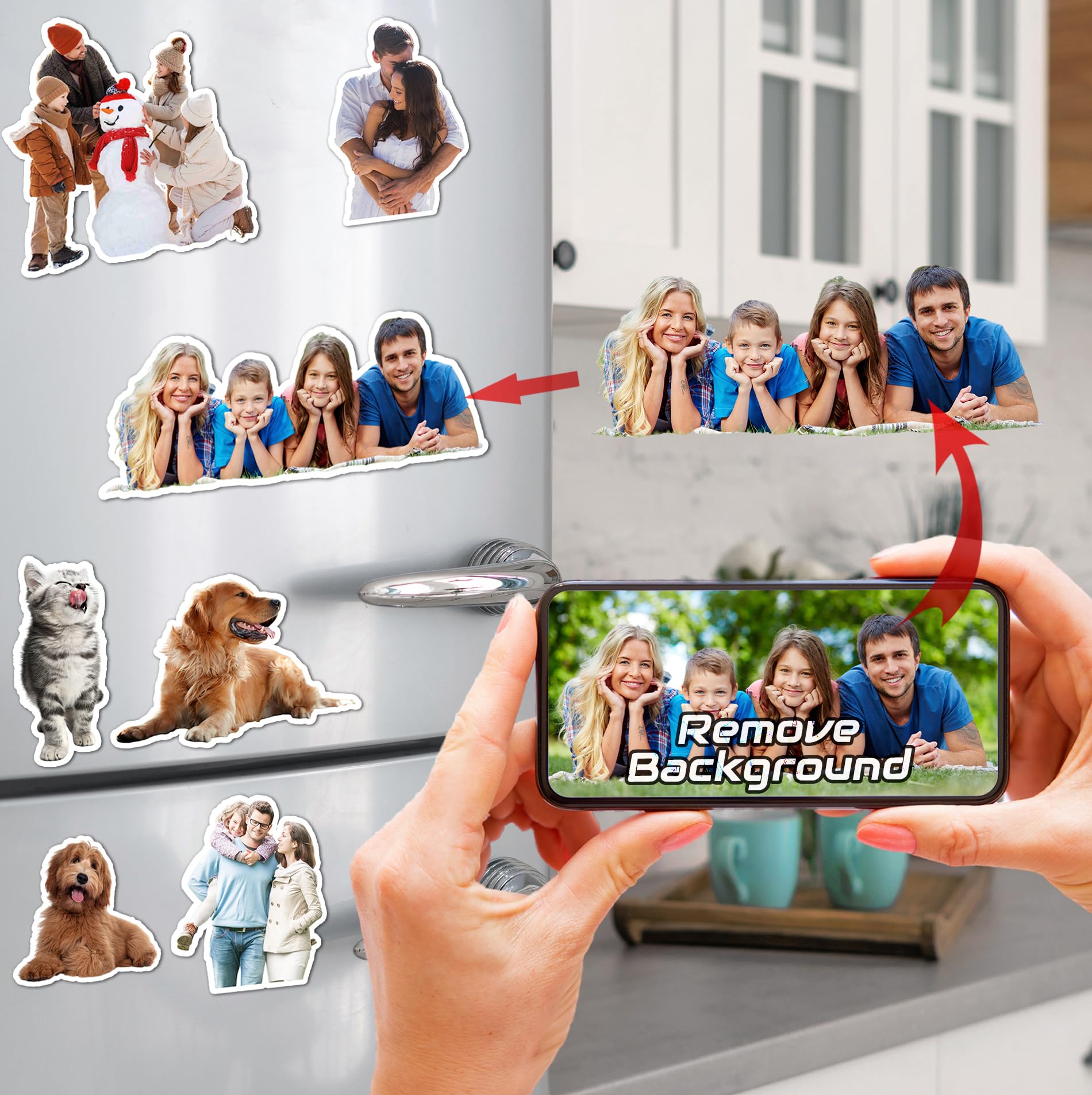 LEECUM Custom Fridge Magnet 1PCS Cutout Photo Remove Background Refrigerator Magnets Personalized Decoration for Home School Office Kitchen - Suitable