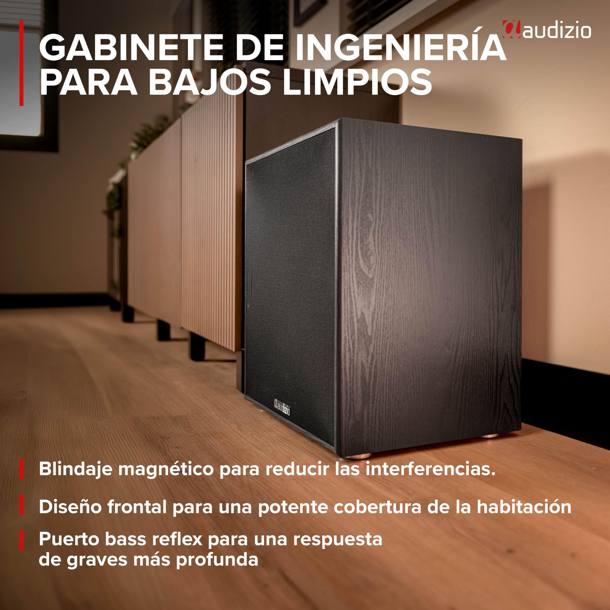 Audizio SHFS15B – Subwoofer Activo de 15 Pulgadas para Home Cinema con Amplificador Clase D, 500W, Graves Profundos, Crossover Ajustable, Bass Reflex conexión RCA y bornas, Color Negro