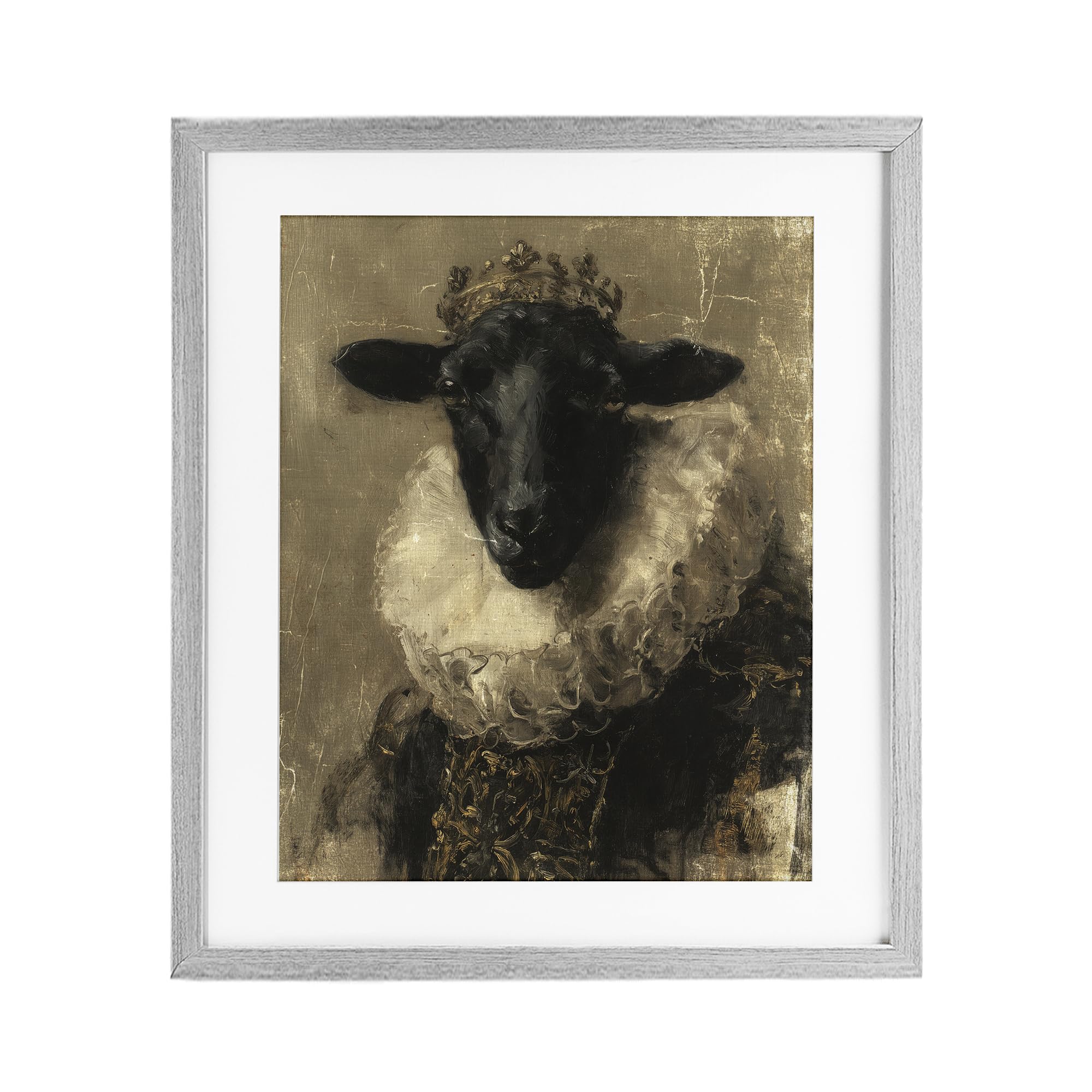 Noble Ram Portrait Gothic Animal, 17 x 21 Inch Framed Print Under Glass