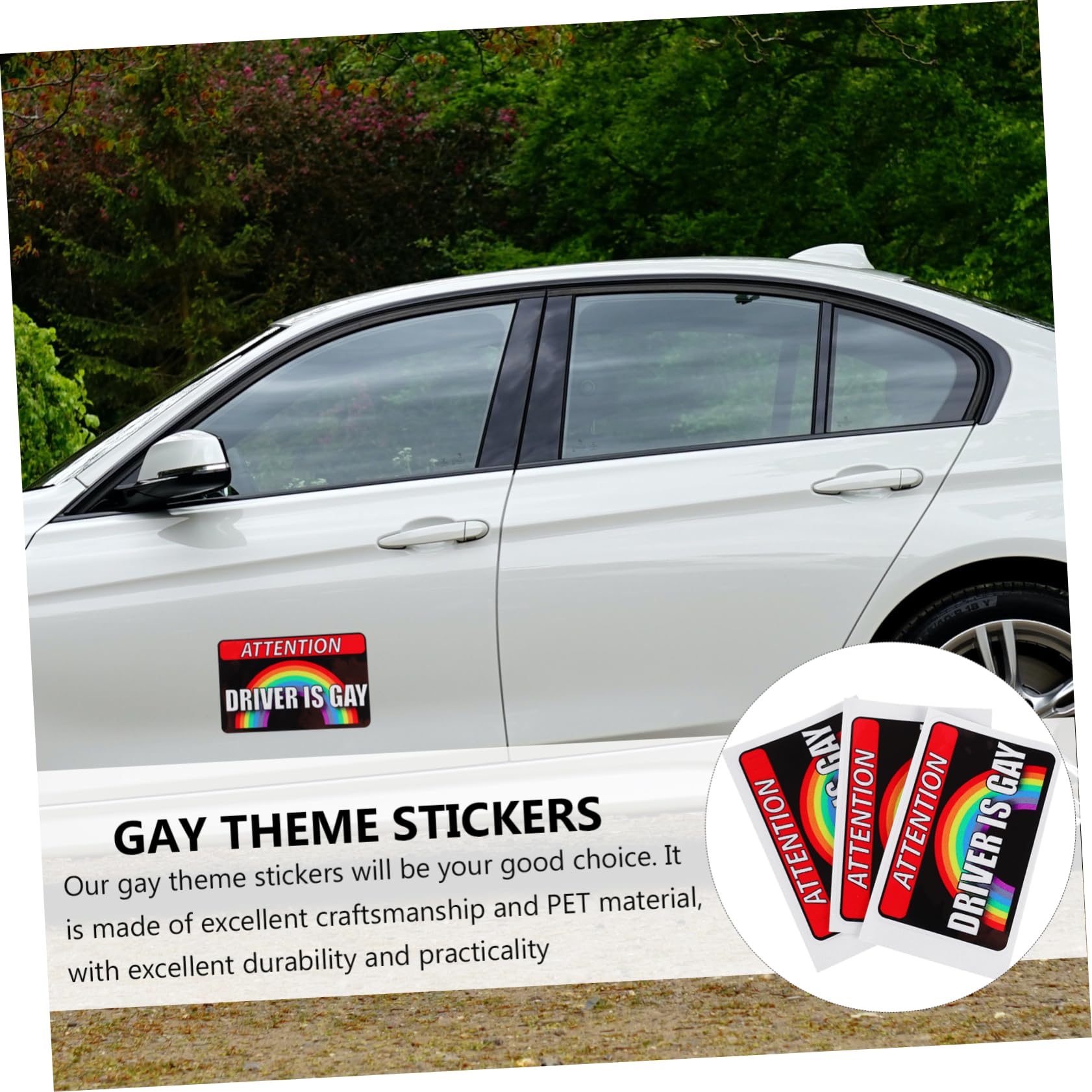 Set 3 Adesivi Riflettenti Arcobaleno Per Auto 11x7 Cm – Tematici LGBTQ+, Impermeabili, Per Personalizzare Veicoli E Scooter