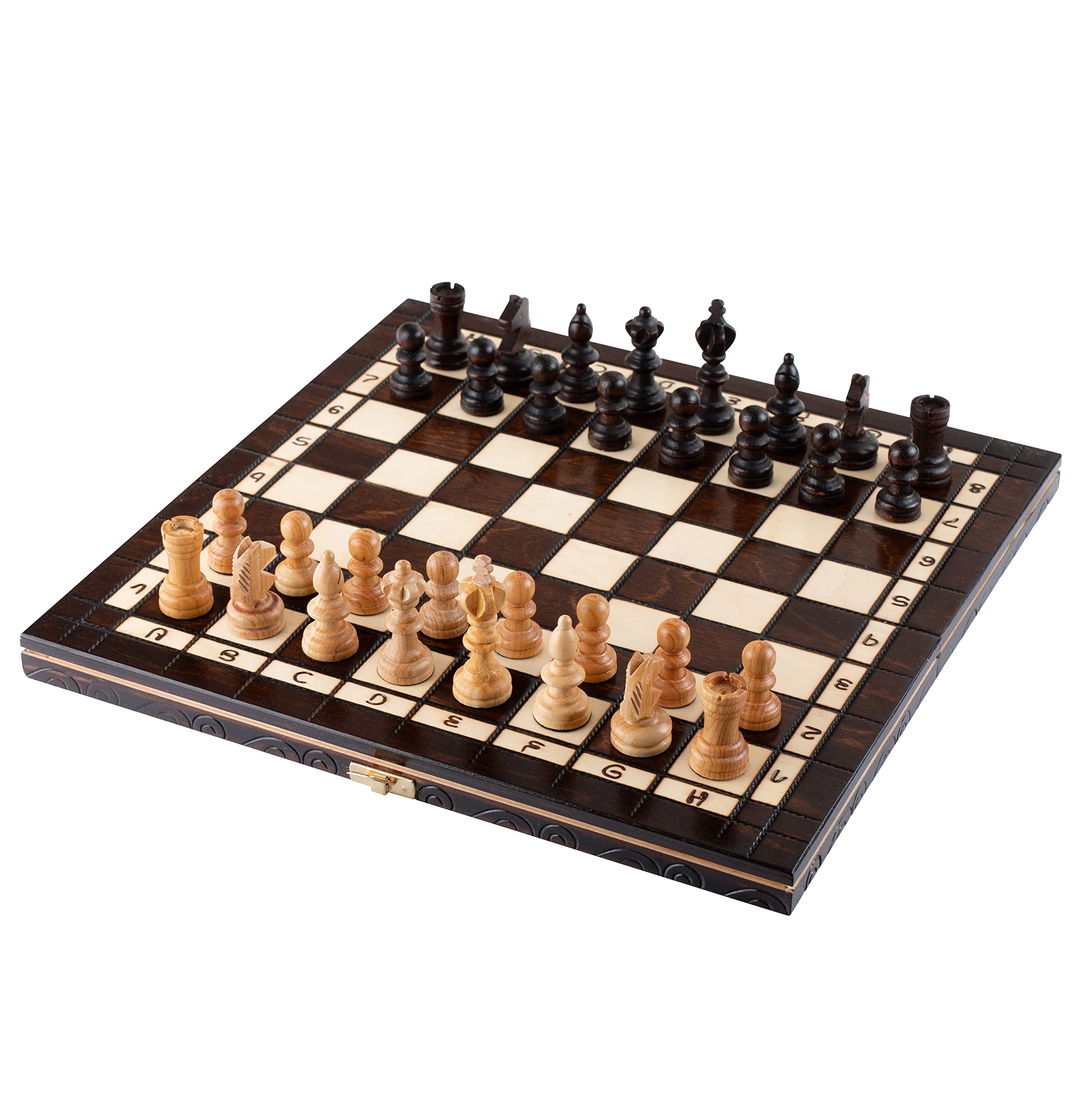 Master of Chess Echiquier Bois 35 cm et Dames avec Pieces Echecs 2 en 1 Tournoi “Olympic - Fait Main Jeu Echec Voyage Pliable - Grand Jeu D'échecs pour Enfants et Adultes