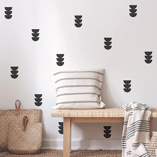 Vista 20 de Calcomanías de pared abstractas de vinilo negro de línea irregular gruesa, calcomanías bohemias modernas para despegar y pegar, 120 rayas verticales