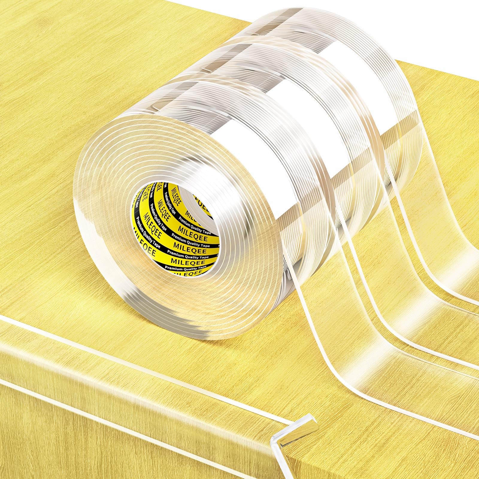 MILEQEE 3Pack Clear Edge Protector Strip,1.18in x 9.84FT(29.52FT Total), Sharp Edge Wrap Cover Tape,Self Adhesive Protective Bumper Guards for Cabinet