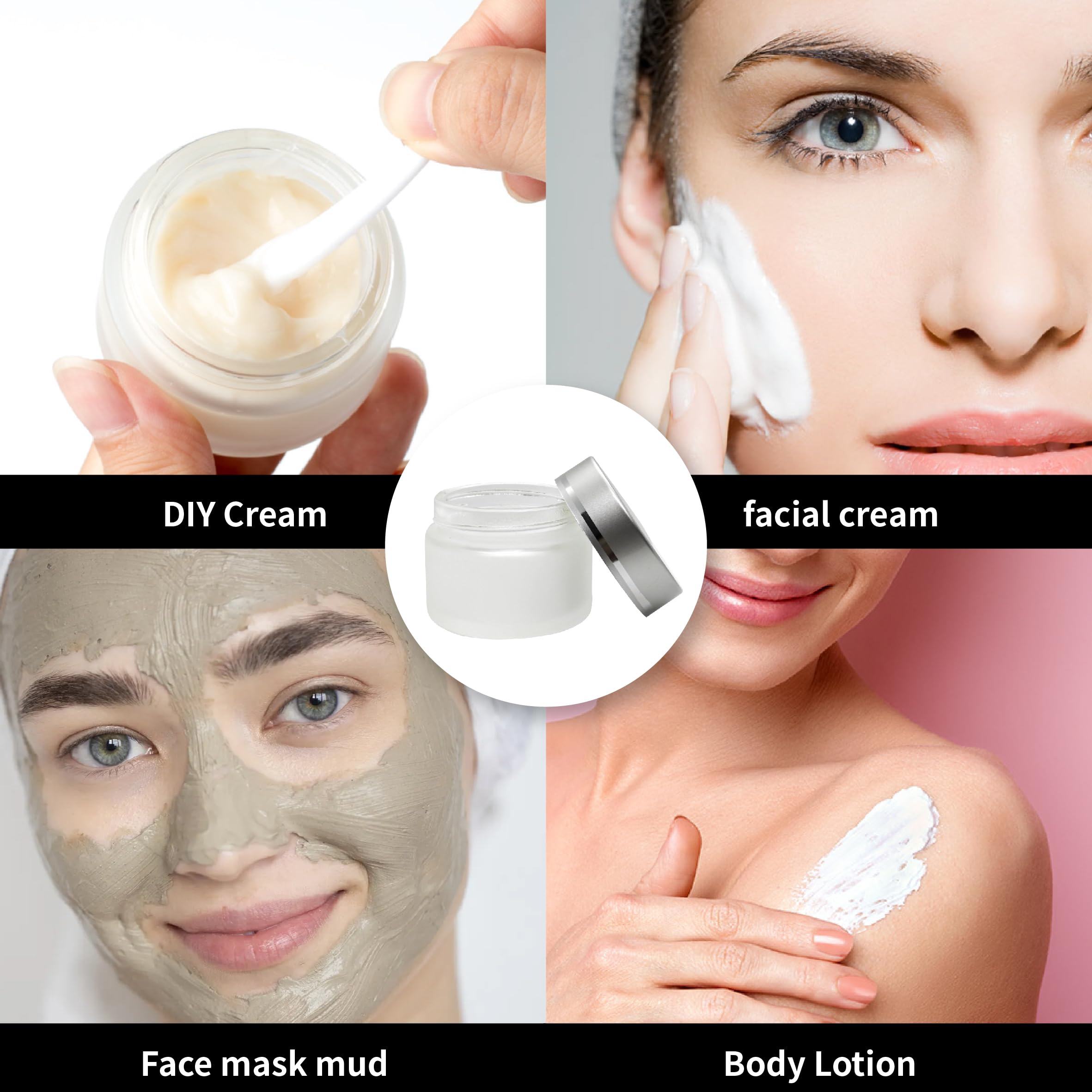 Set di 2 contenitori per crema, vasetti di crema da 50ml da riempire, piccoli vasetti di vetro con coperchio