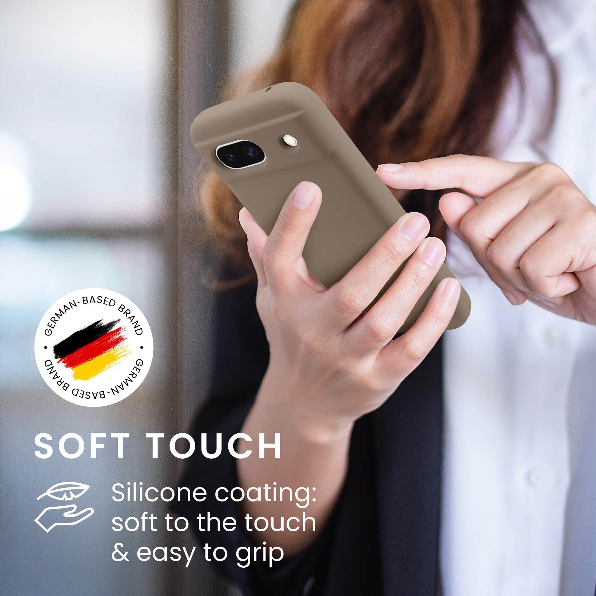 kwmobile Case Compatible with Google Pixel 8a Case - TPU Silicone Phone Cover with Soft Finish - Taupe - Image 4