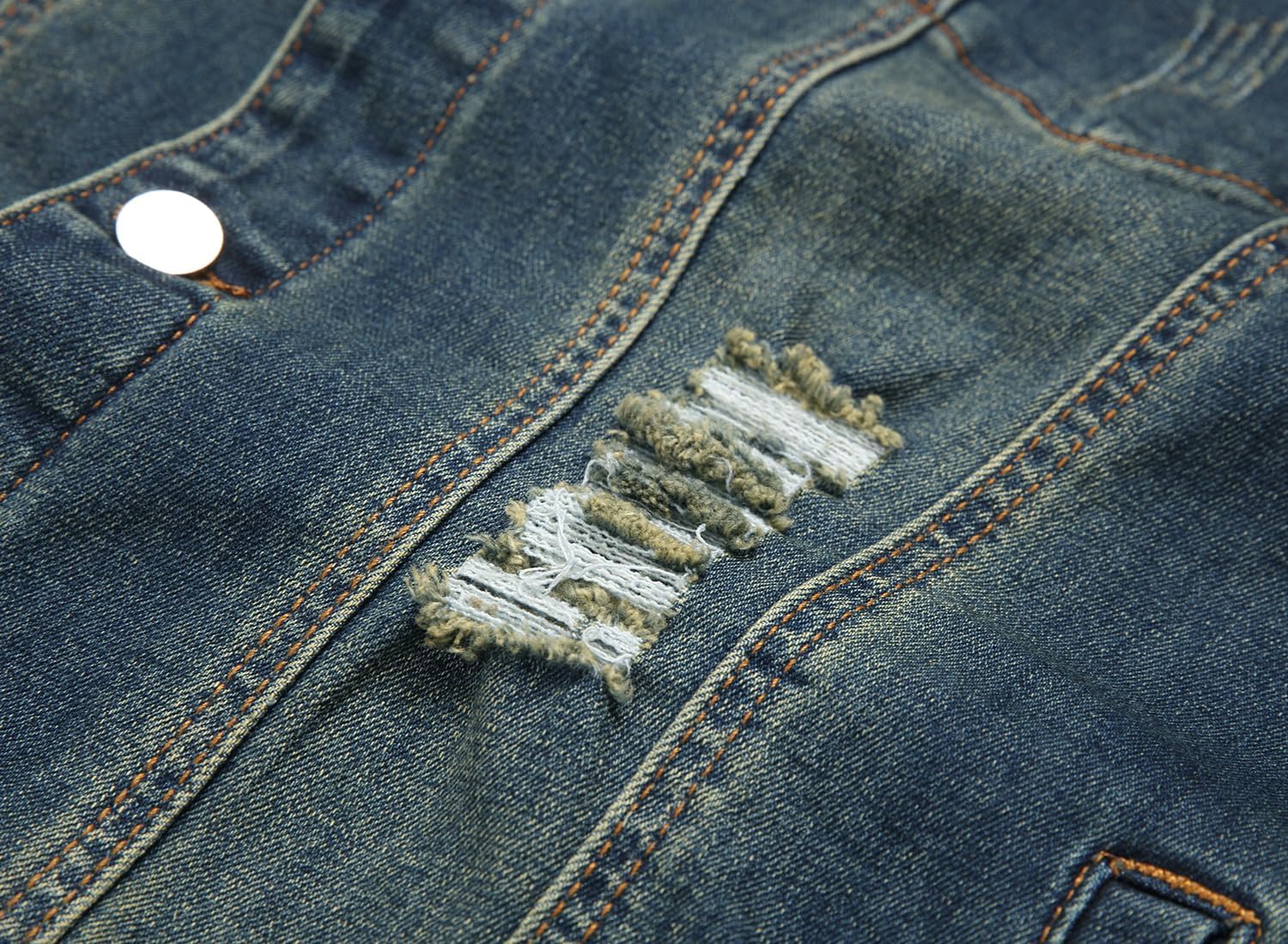 QIMYUM Jean Jacket For Men, Distressed Slim Denim Jacket - Image 7