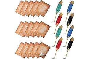 Vintage Feather Pens and Sticky Notes Set: Perfect Party Favors for Wizarding Celebrations