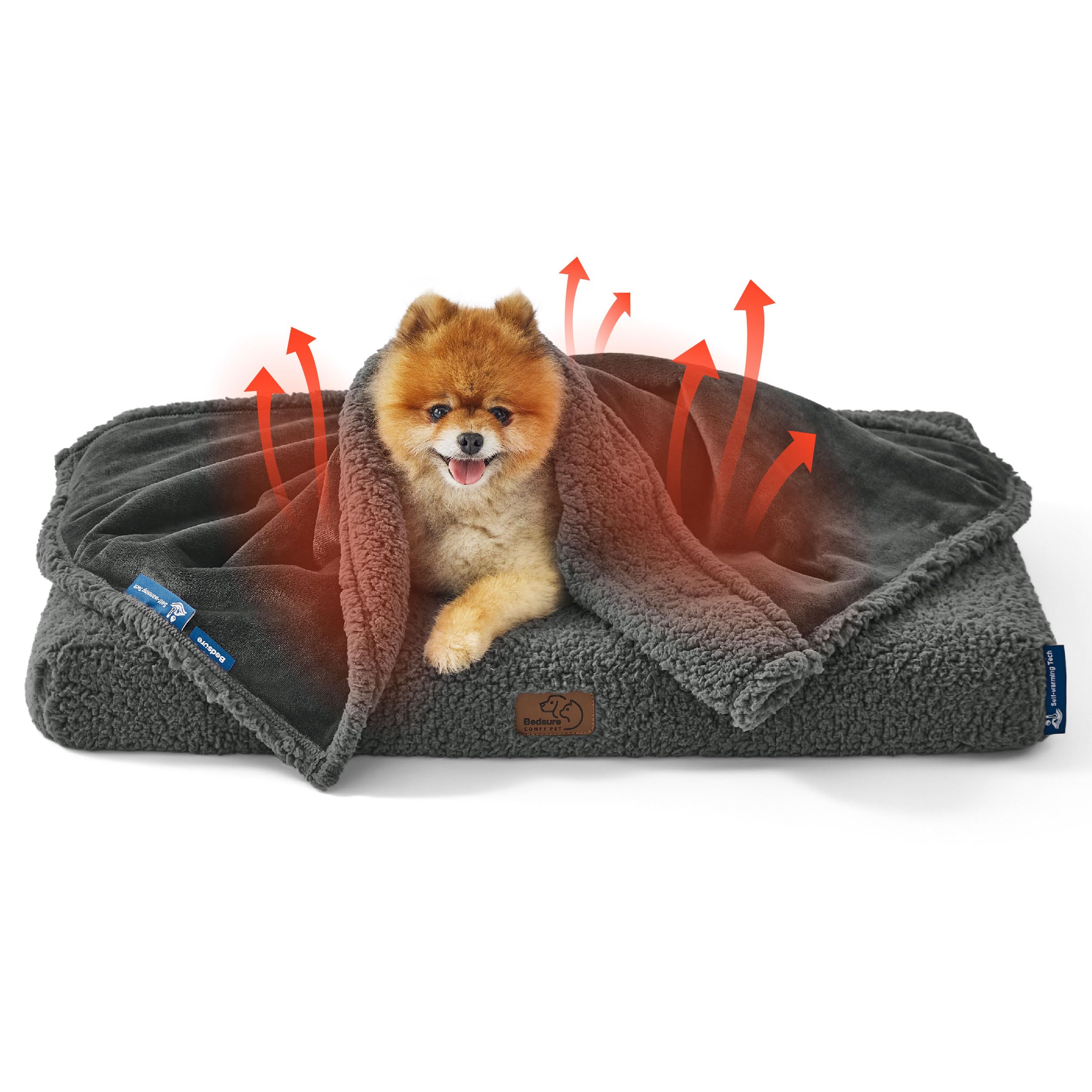 Bedsure Self Warming Dog Blankets for Small Dogs Waterproof - 25"X35" Grey