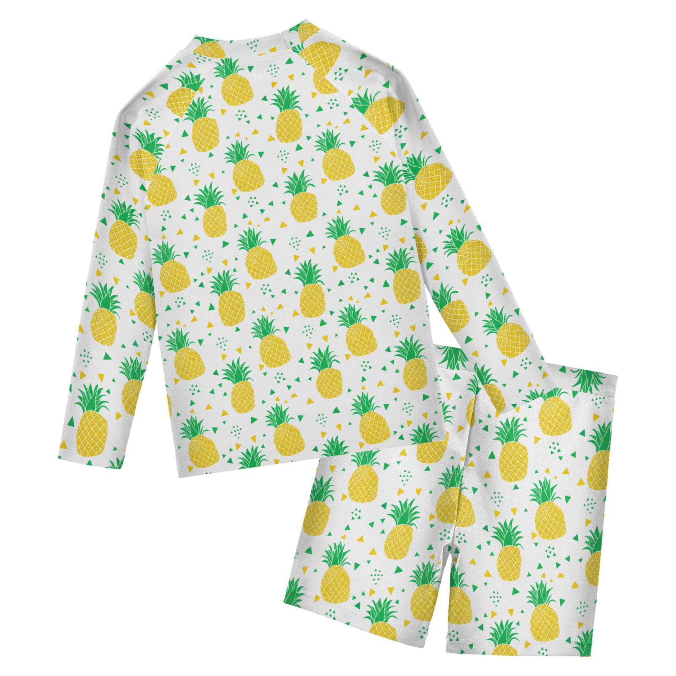 Pineapple Fruit Boys Rash Guard Swimsuits Set for Boys Long Sleeve Swim Shirts Bathing Suits with Trunks B0404308