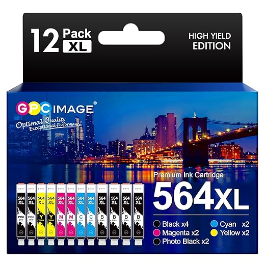 GPC Image Compatible Ink Cartridge Replacement for HP 564XL 564 XL Compatible with DeskJet 3520 3522 Officejet 4620 Photosmart 5520 7520 7525, 12 Pack