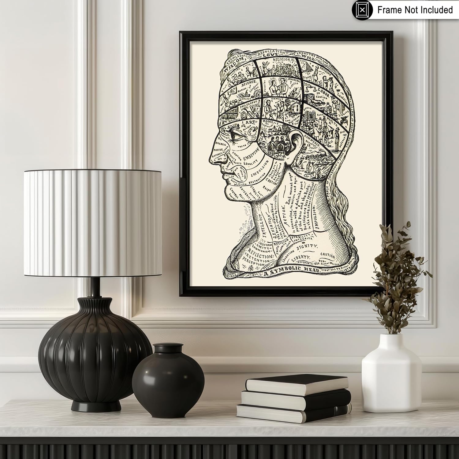 Poster Master A Symbolic Head Phrenology Print 1899, 8x10 Unframed Art Print, Phrenology Poster, Fine Art Print of a Vintage Scientific or Pseudoscience Academia Medical Illustration