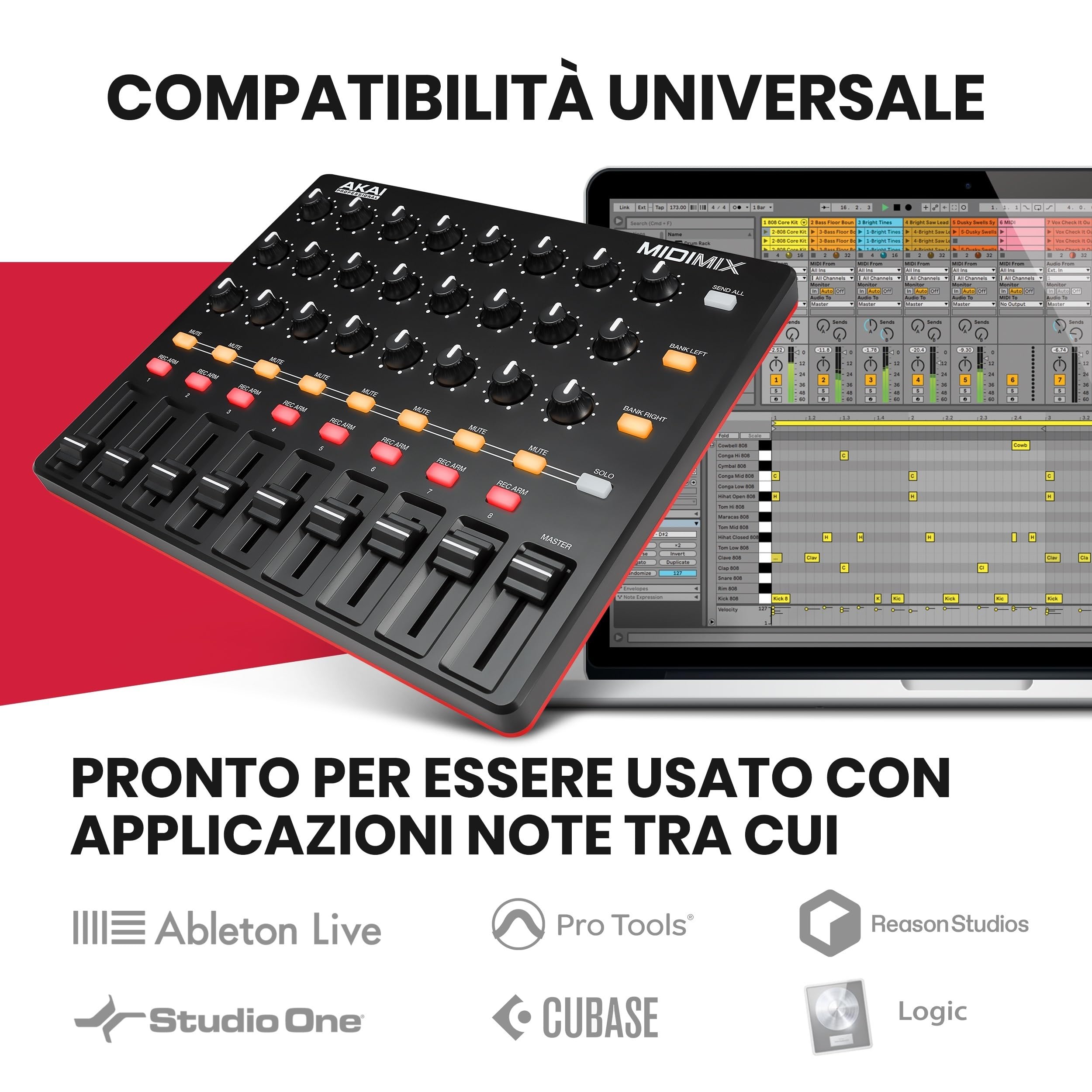 Akai Professional MidiMix - Mixer e Controller MIDI USB Leggero e Professionale + Ableton Live Lite