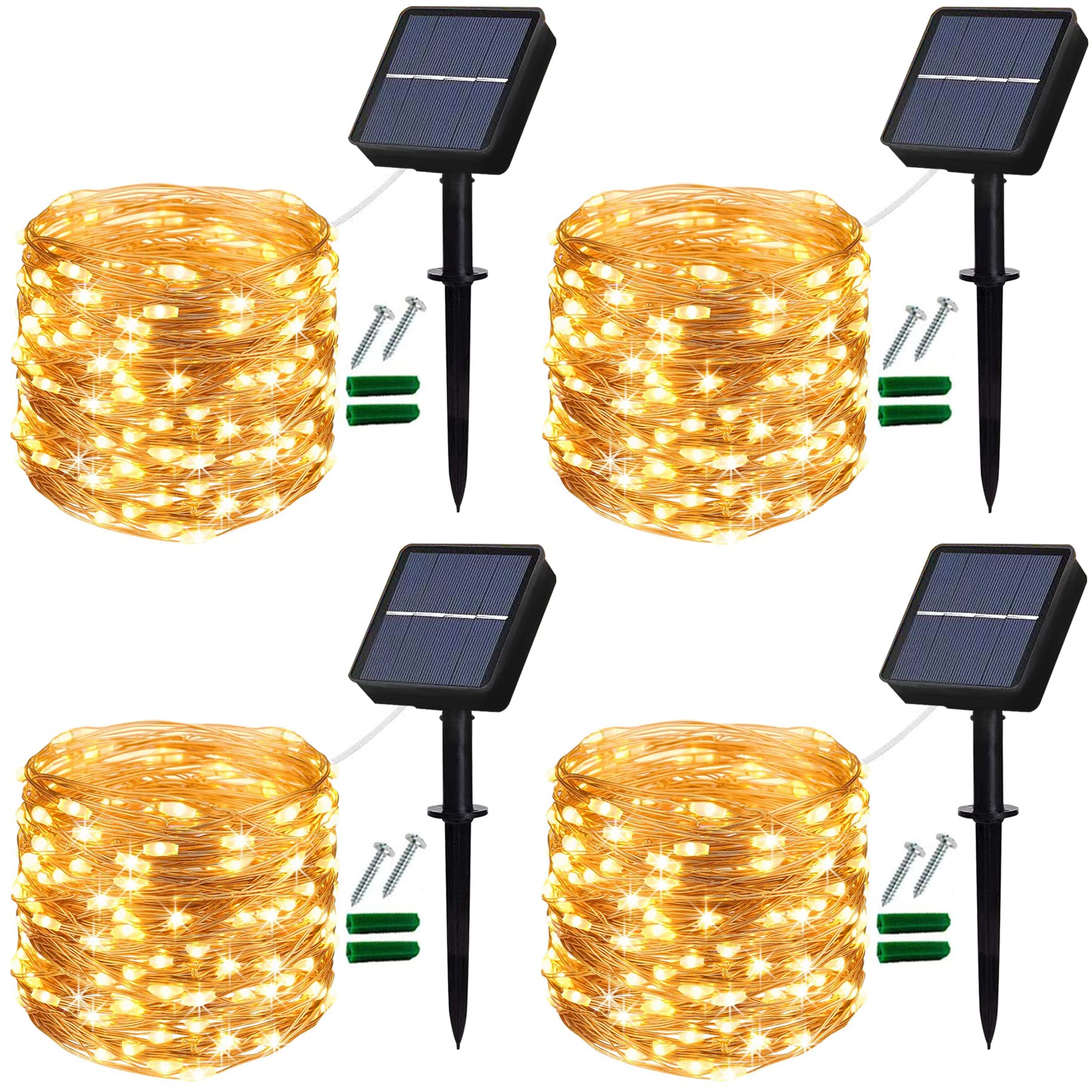 Lezonic Solar Fairy Lights,4Pack Each 12M/40Ft 120 LED Solar String Lights