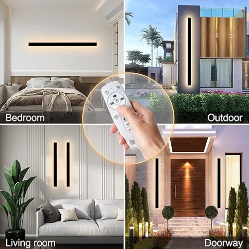 Miniatura 6 de SJIGUANGZ Luces de pared modernas para exteriores de 39 pulgadas, 3000K-6000K, aplique de pared para exteriores regulable con control remoto, IP65