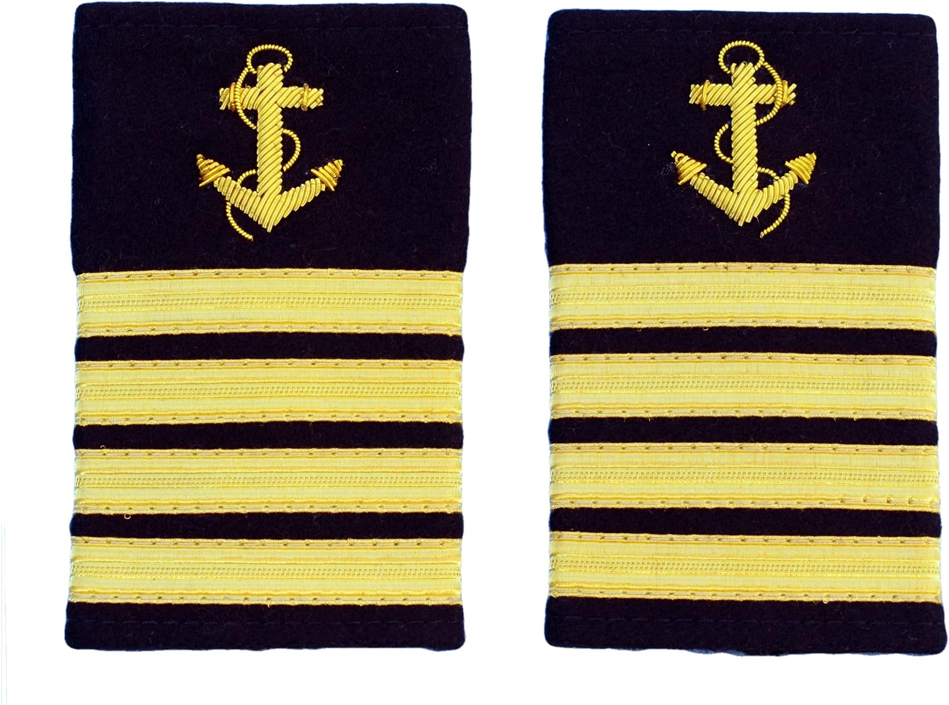 Uniform Store London Epaulette Shoulder Board Merchant Navy Soft Slip on Anchor 4 bars