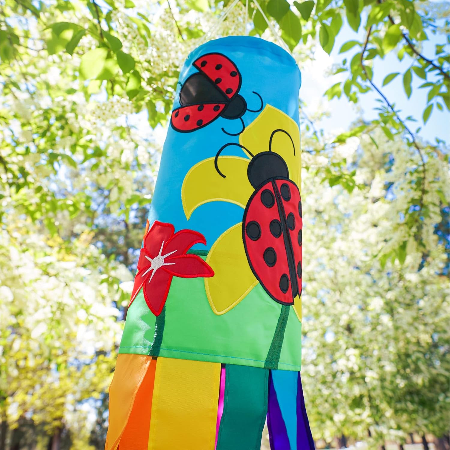 In the Breeze 4195 — 40-inch Ladybug Windsock — Classic Colorful Outdoor Décor for Patios, Gardens, Yards