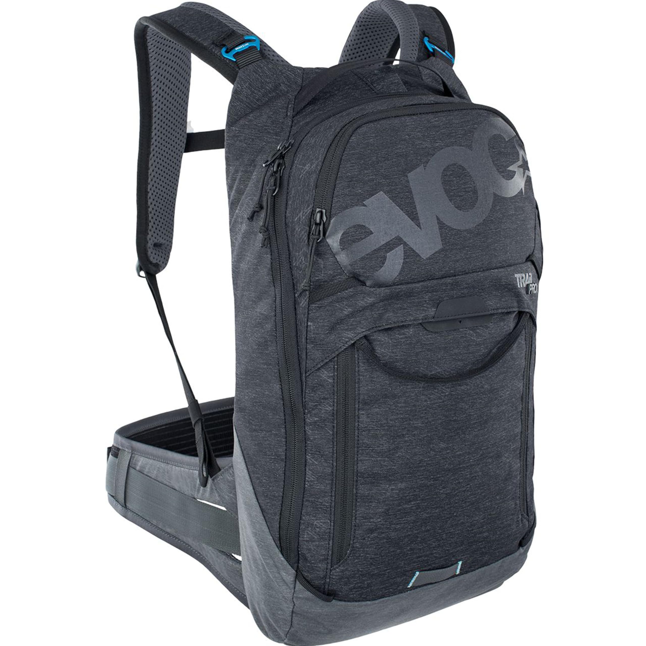 EVOC TRAIL PRO 10l protector backpack for day tours & trail riding (size: S/M, LITESHIELD PLUS back protector, lightweight, wide hip fins, 3l hydration bladder compartment), Black/Carbon Grey — image 1