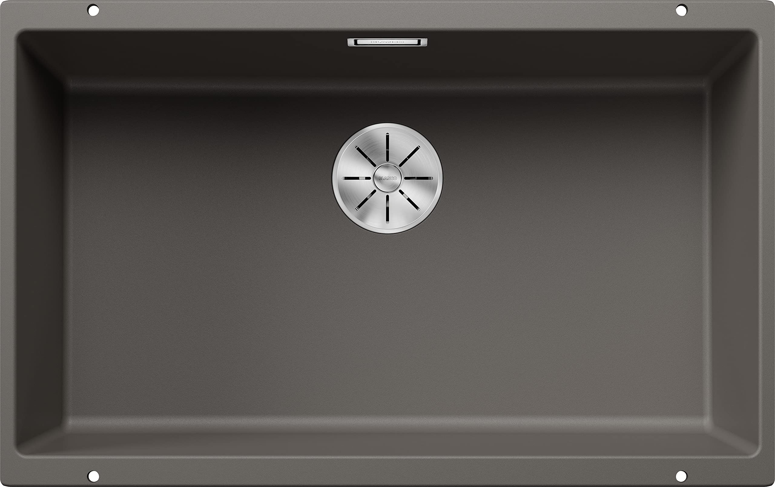BLANCO SUBLINE 700-U | SILGRANIT Sink in Volcano Grey | Installation Type: undermount Installation | for 80 cm Wide Base cabinets | One Cut-Out and only one Installation | [73x46x20.2 cm]