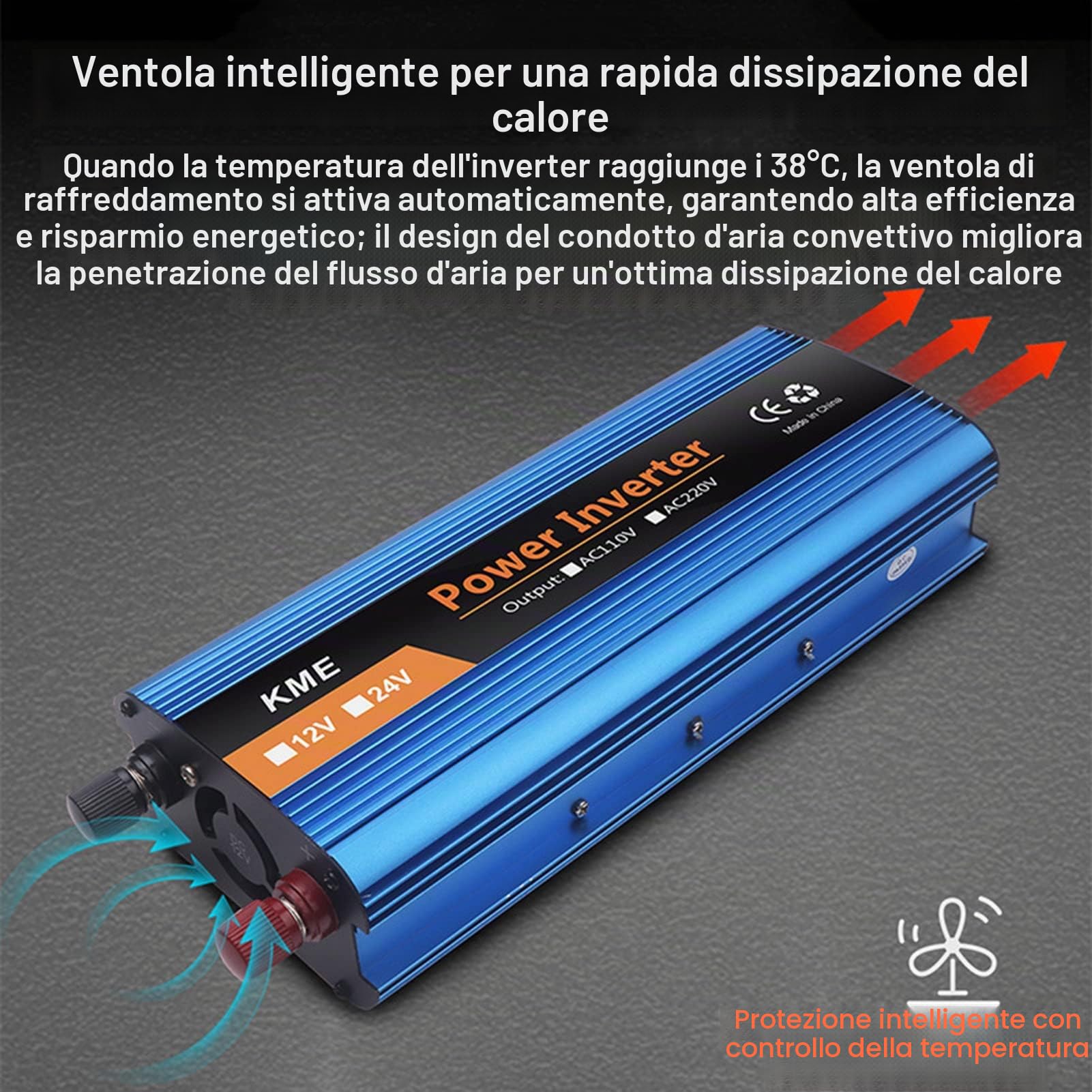 500W 1200W 2000W 2600W Inverter di Potenza DC 12V 24V 36V 48V 60V a AC 110V 220V Convertitore di Tensione del Veicolo con Clip per Accendisigari a Coccodrillo e Display,1200W-36V