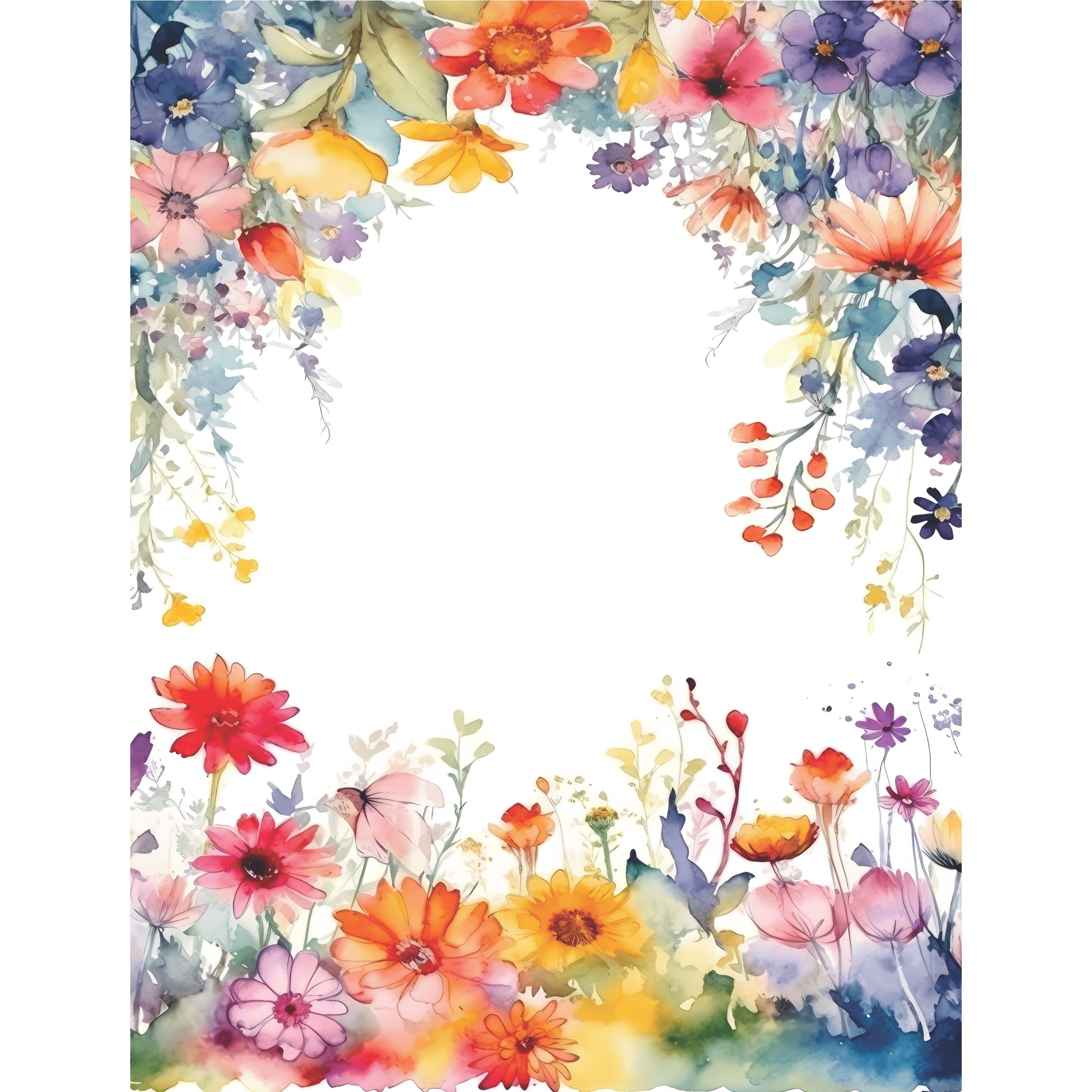 Wild Flower Borders Rice Paper, 8 x 10.5 inch - for Decoupage Cards Crafts