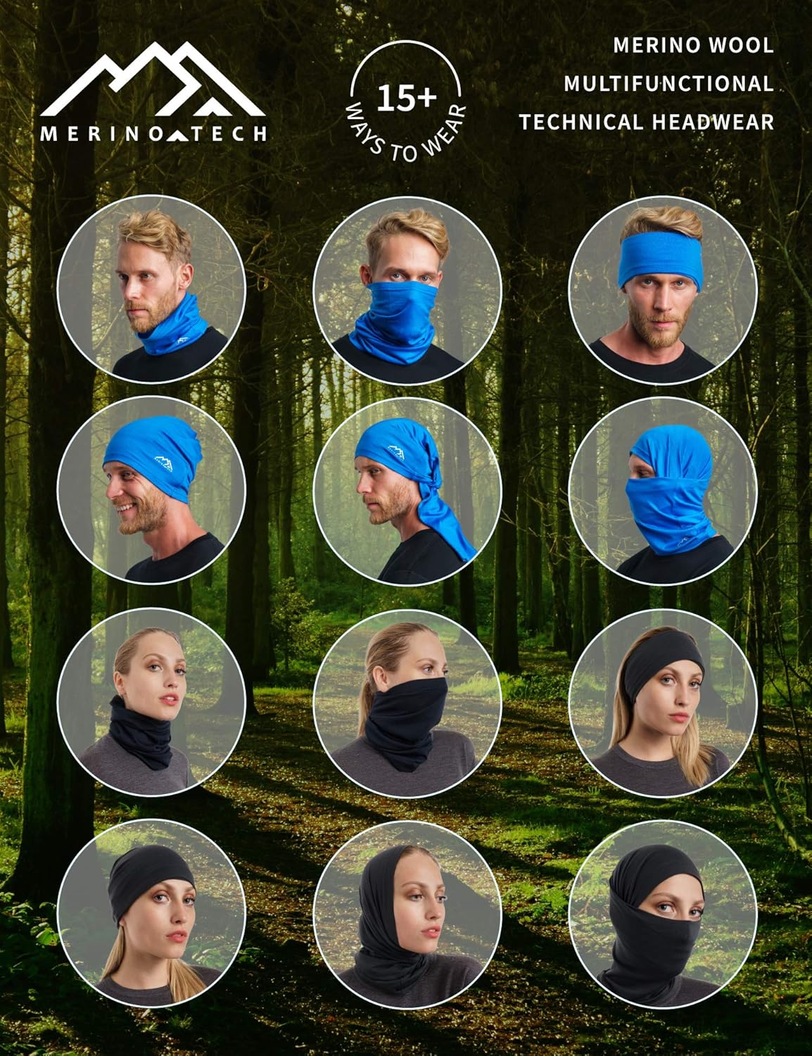 Merino Wool Ski Neck Gaiter for Women and Men (Sky Blue) at  Men’s Clothing store