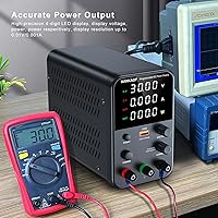 Vista 2 de DC Power Supply Variable, Bench Power Supply with Encoder Adjustment Knob, Output Enable/Disable Button, Adjustable Power Supplies with USB