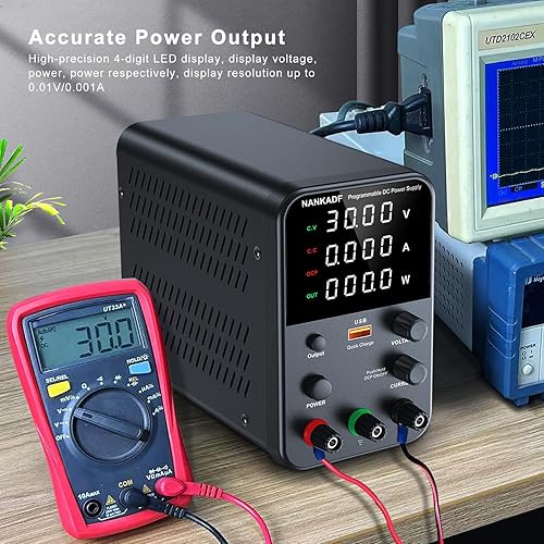Vista 2 de DC Power Supply Variable, Bench Power Supply with Encoder Adjustment Knob, Output Enable/Disable Button, Adjustable Power Supplies with USB