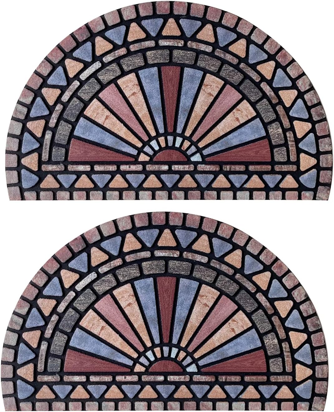 ANDSTAR 18" x 30" Half Round Door Mat Non-Slip Entryway Doormat Durable Rubber Door Mats Low-Profile Heavy Duty Doormat Easy Clean Rugs Indoor Outdoor Entry Decoration for Home, Garage, Patio（1 Pc）