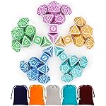 CiaraQ Polyhedral Dice Set - DND Role Playing Dice for Dungeons and Dragons RPG Table Games, Purple/Green/Yellow/Blue/Cyan, 35pcs
