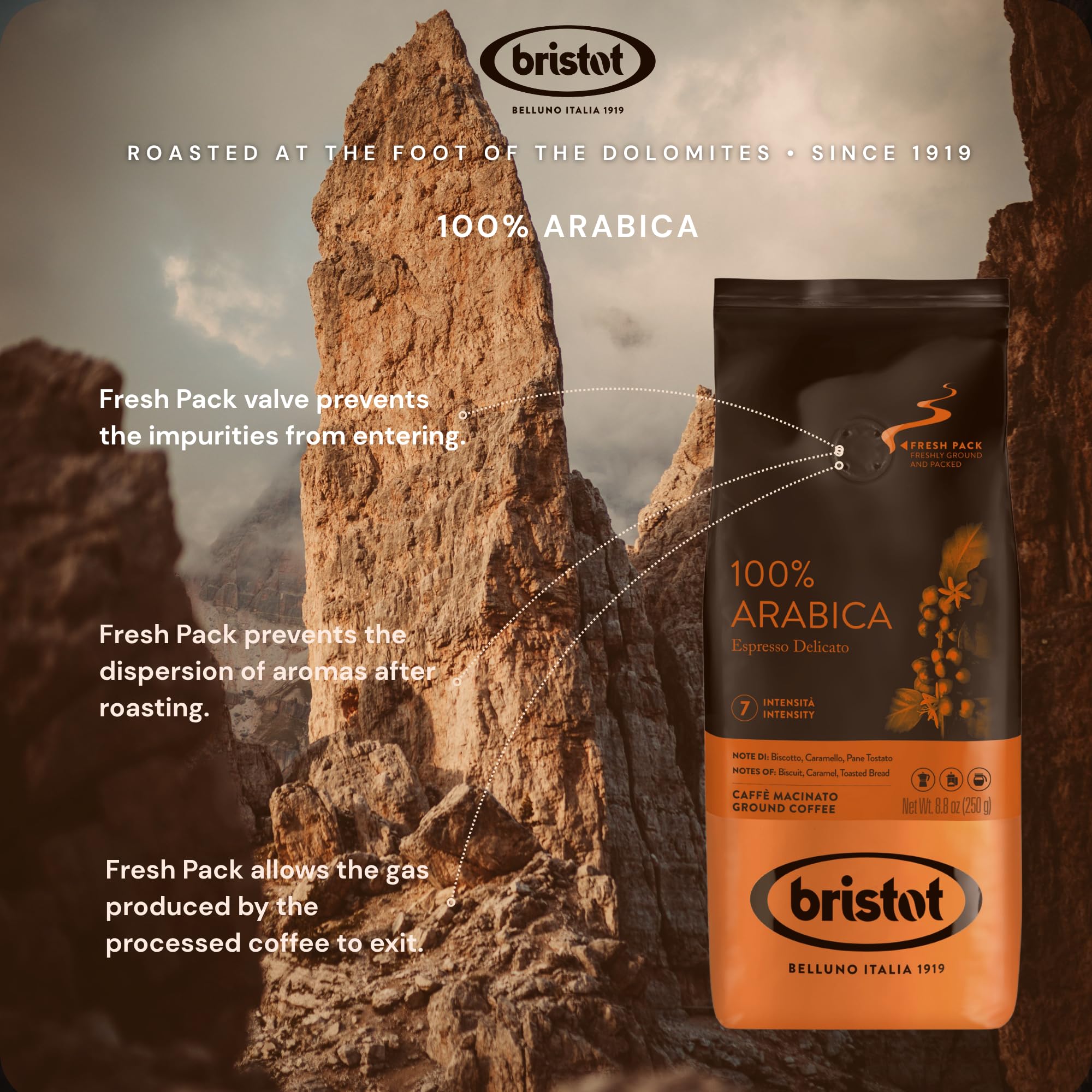 Bristot Kawa 100% Arabica - Diamante - 250 g mielona