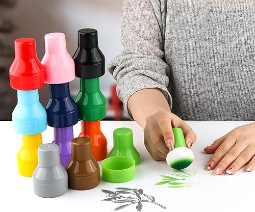 Miniatura 2 de Juego de 9 aplicadores de tinta con estuches de almacenamiento, punteros de papel para aplicación directa de tinta en proyectos de manualidades