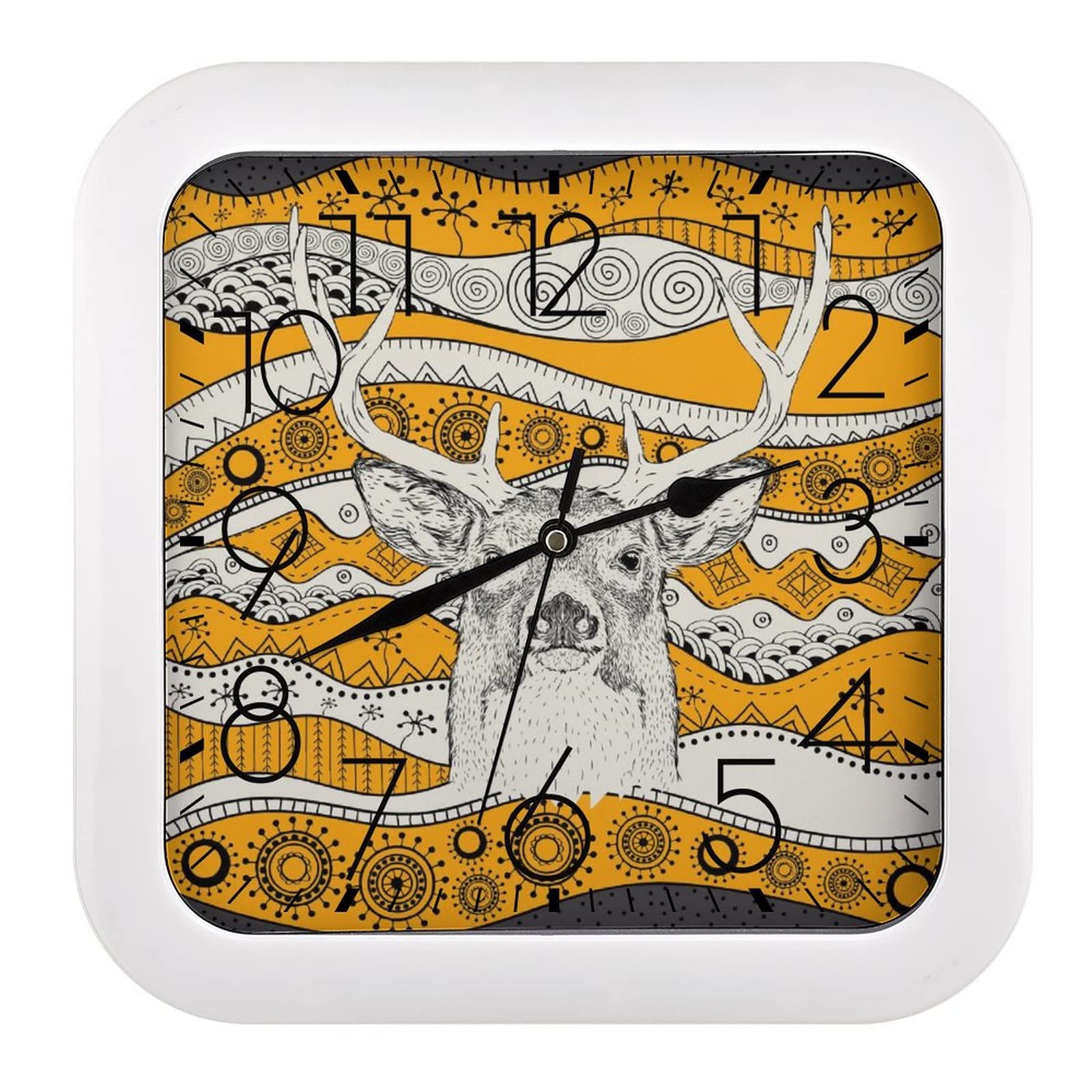 Horloge murale cerf africain carrée : décoration nature pour une cuisine moderne