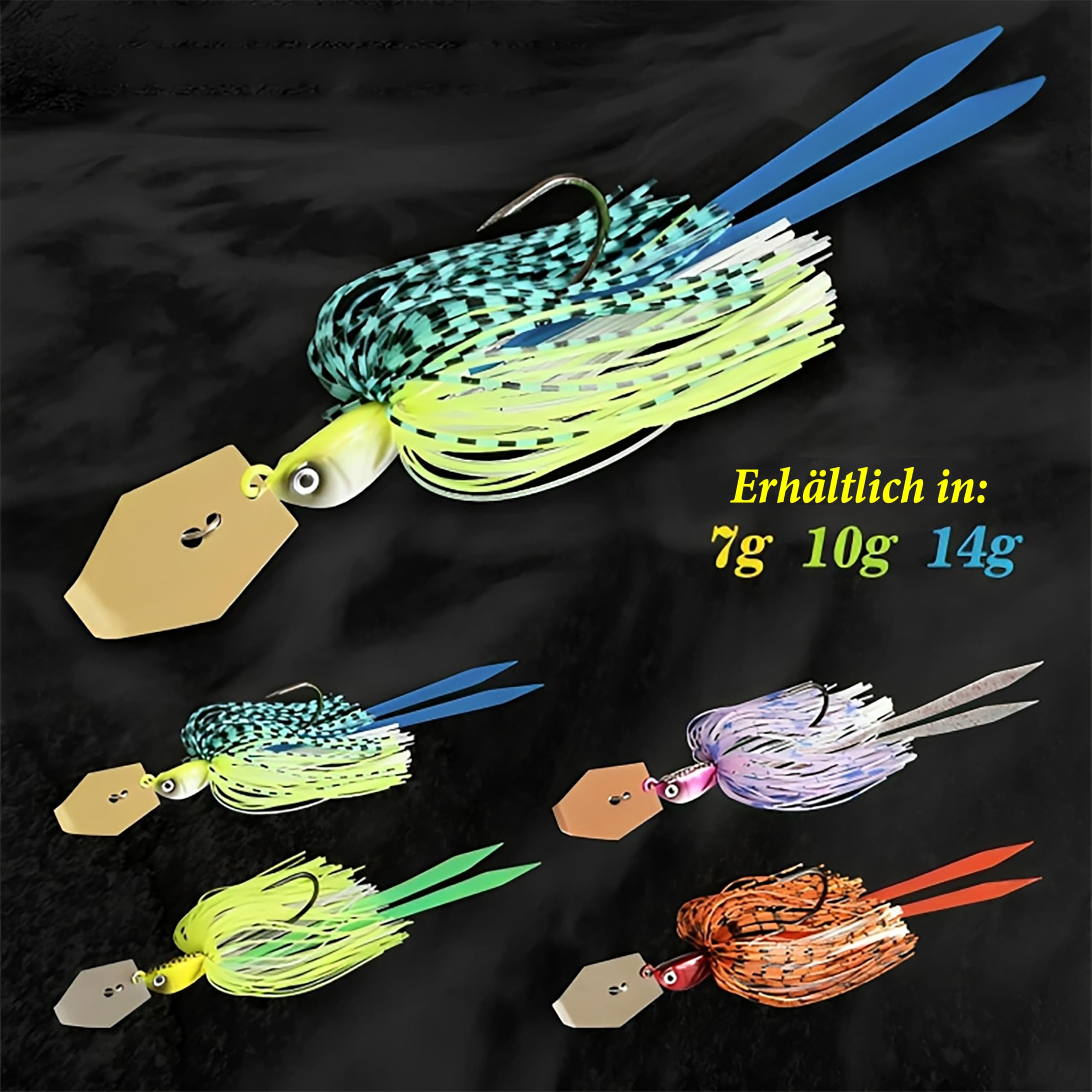 Chatterbait Neuheit 2024 4 Stück 7g 10g 14g wählbar (2X UV-Aktiv) Chatterbait Hecht Köder Spinner Bait Shatter Bait Chatterbaits Hecht Spinnerbait | Shatterbait Chatterbait