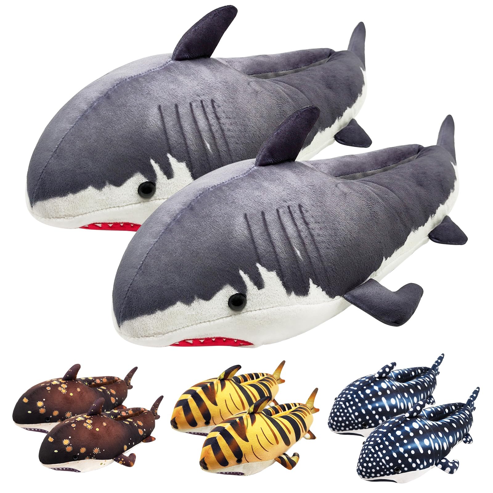 OpenhahahaShark Slippers for Women Mens,Cute Fluffy Slippers for Women, Memory Foam Slippers for Women,Non-slip Sole,Suitable for Indoor and Outdoor Wear in Winter, 4 Colors,2 Sizes