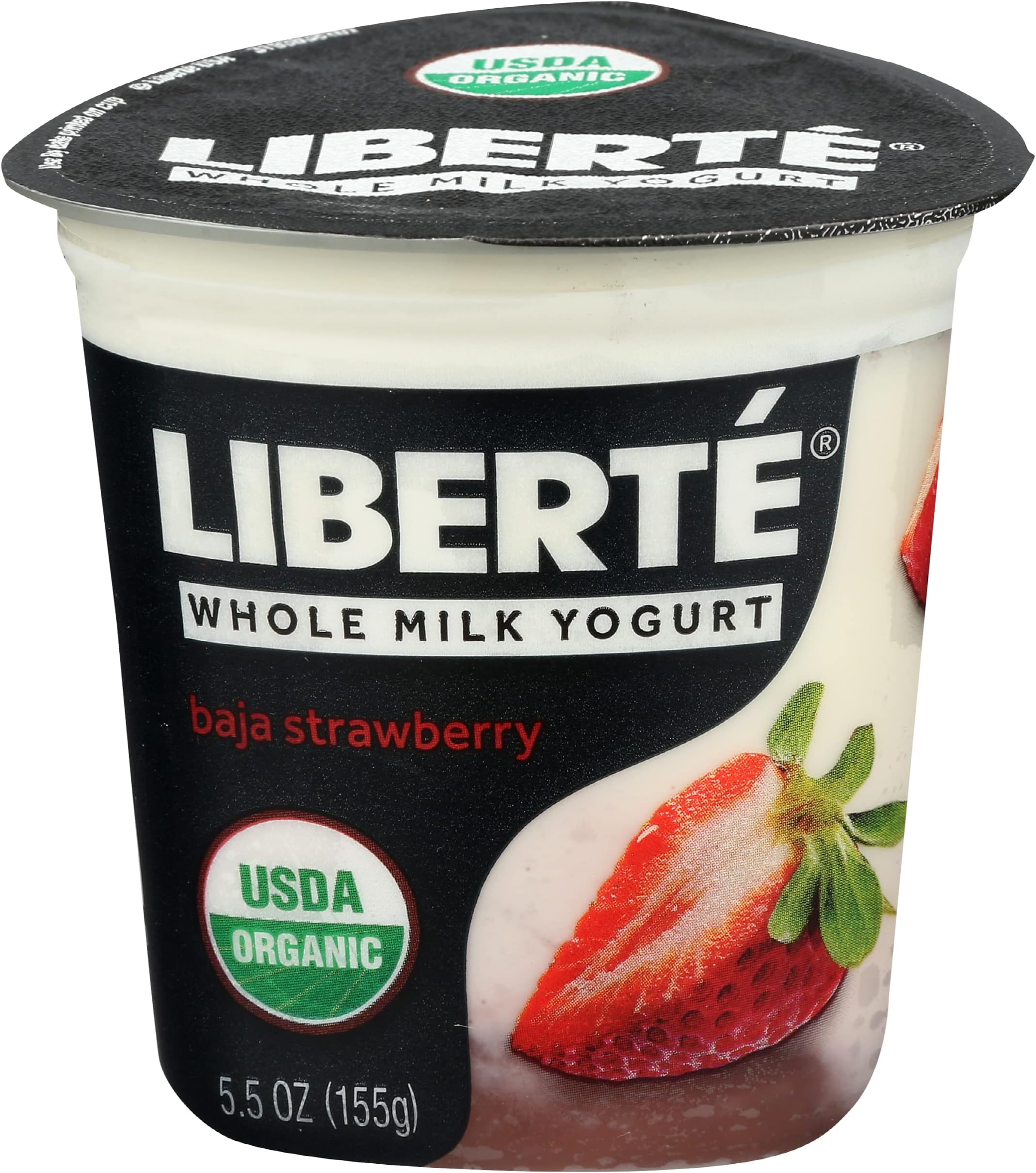 Liberte Organic Yogurt, Baja Strawberry Whole Milk Yogurt, 5.5 oz Cup
