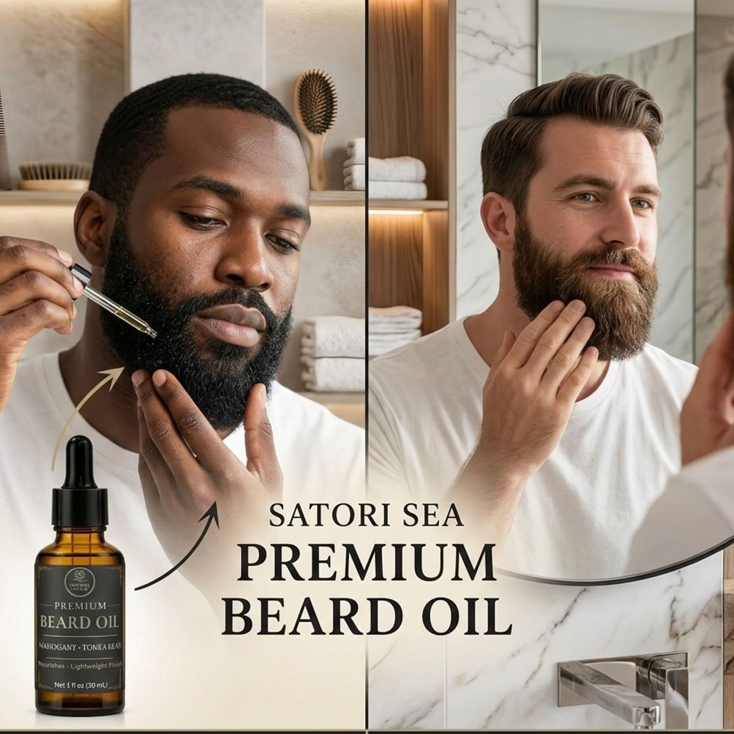 Beard Oil Variety Pack for Men - 3 Pack (Bourbon Vanilla, Mahogany Tonka Bean, Bergamot Sage) - Premium Beard Oil for Men - Moisturizing & Conditioning Beard Care -1 oz Bottles