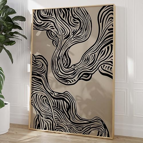 Vista 8 de Lienzo abstracto naranja para pared, póster naranja moderno, pintura geométrica abstracta, lienzo de lámina dorada, arte de pared naranja y dorado