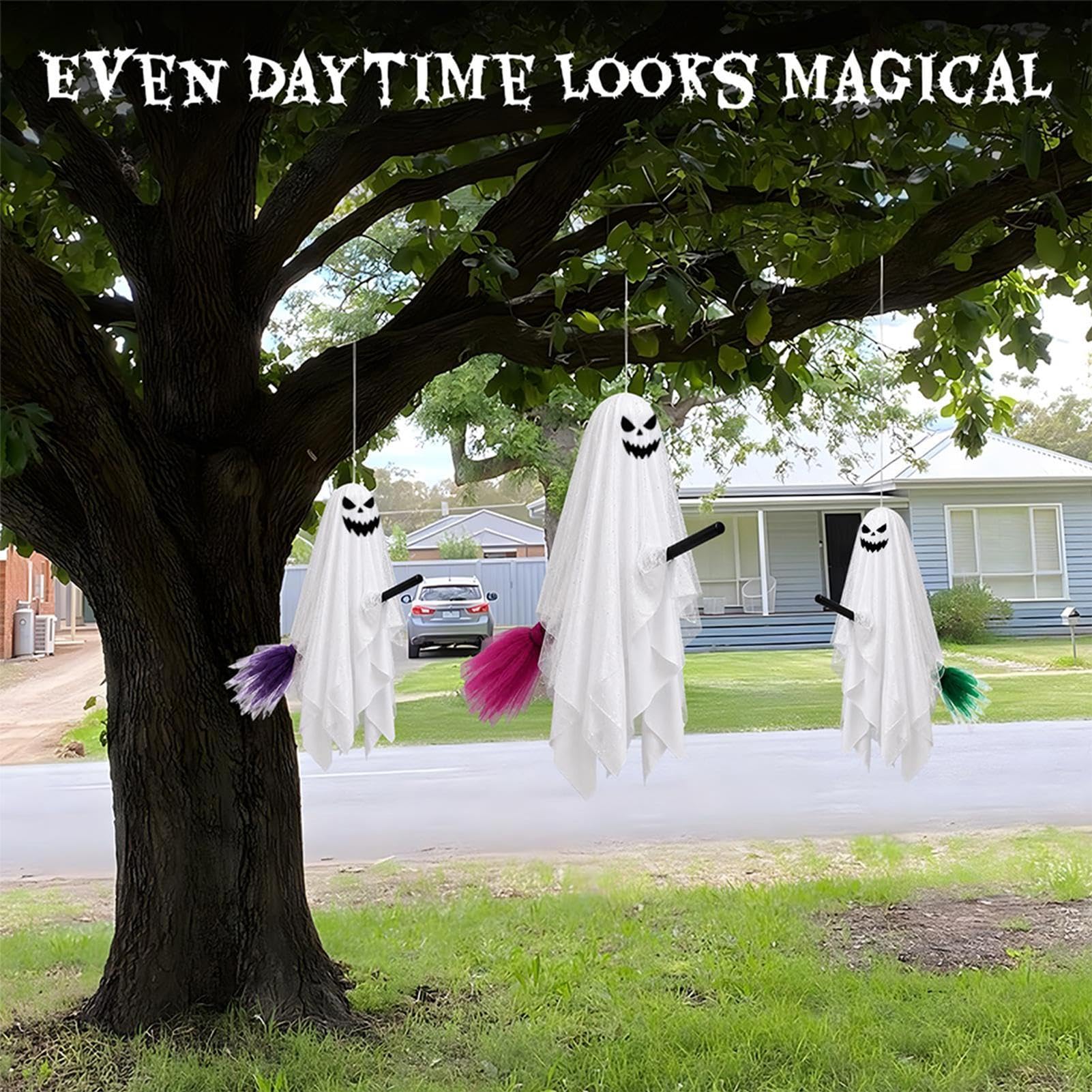 Duch Halloween 3 Straszne Duchy do Zawieszenia z Wbudowanymi Lampkami