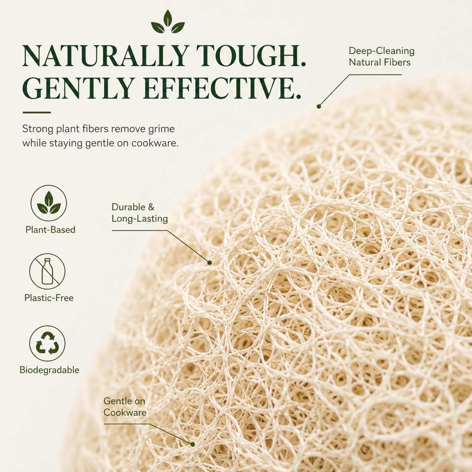Natural Loofah Dish Sponge (Pack 6) Multipurpose image 3