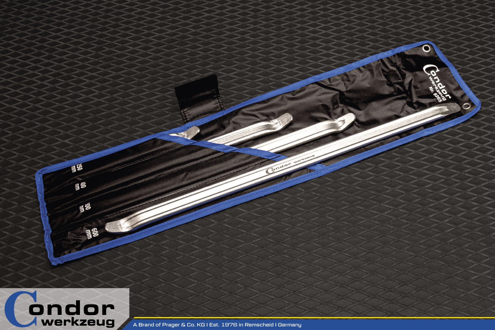 CONDOR Werkzeug 8265 | Reifen-Montiereisen-Satz | 4-TLG. | 250-400 - 500-600 mm | Montierhebel Reifenmontage Werkzeug für Hobby und Profi Handwerker