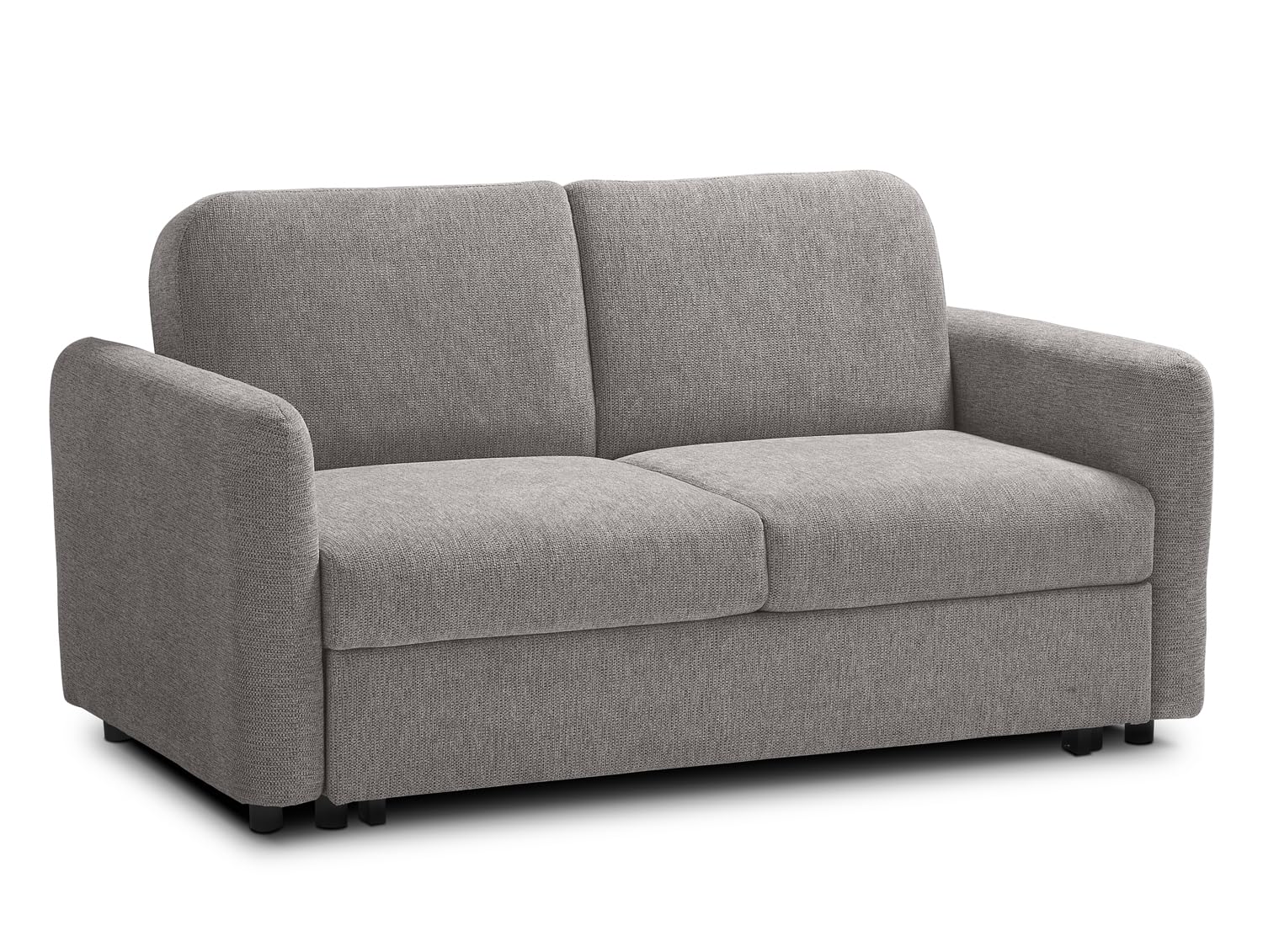 EVERGREENWEB Divano Letto 2 Posti Matrimoniale L165xP90xA80 cm, Morbido Tessuto Beige, Schienale Reclinabile a Doppio Cuscino, Sofà con Chaise Longue Estraibile, Struttura Rinforzata Pieghevole, NELLY