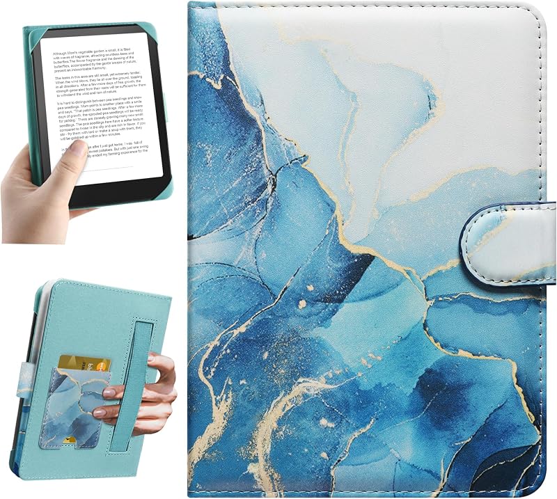 Funda universal para Kindle eReader de 6 pulgadas compatible con Kobo/Voyaga/Pocketbook/Tolino E-Book Reader, funda protectora para eReader de 6 pulgadas con ranura para tarjeta incorporada, Dali Blue