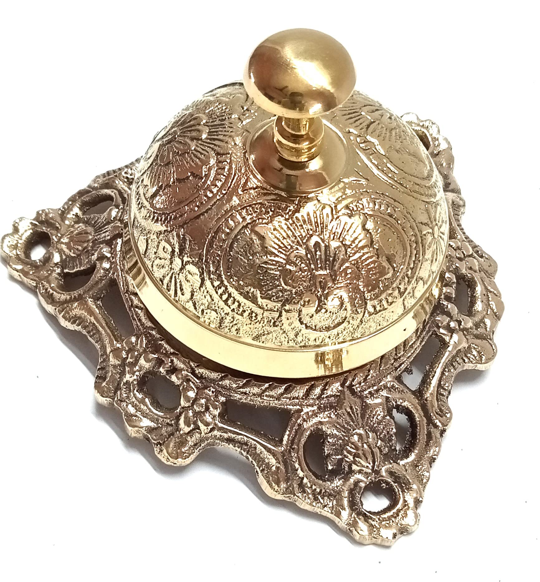 Metal Shark Golden Brass Polish Table Bell for Home and Office Calling