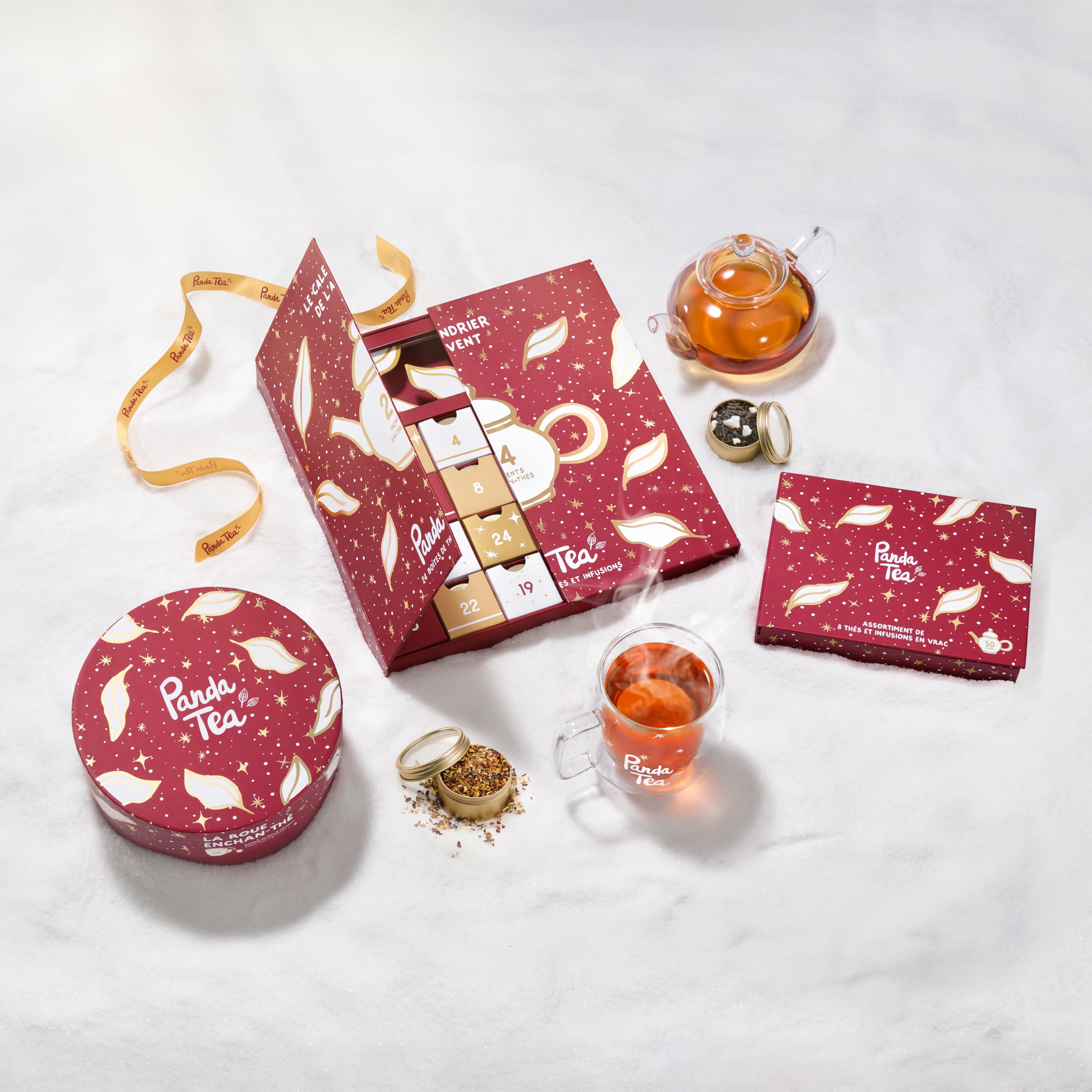 Panda tea – Calendrier de l'Avent 2025 Thés & Infusion Bio – Coffret Cadeau – Assortiment de 24 sachets Mousselines – Calendrier de l’Avent pour Femme & Homme