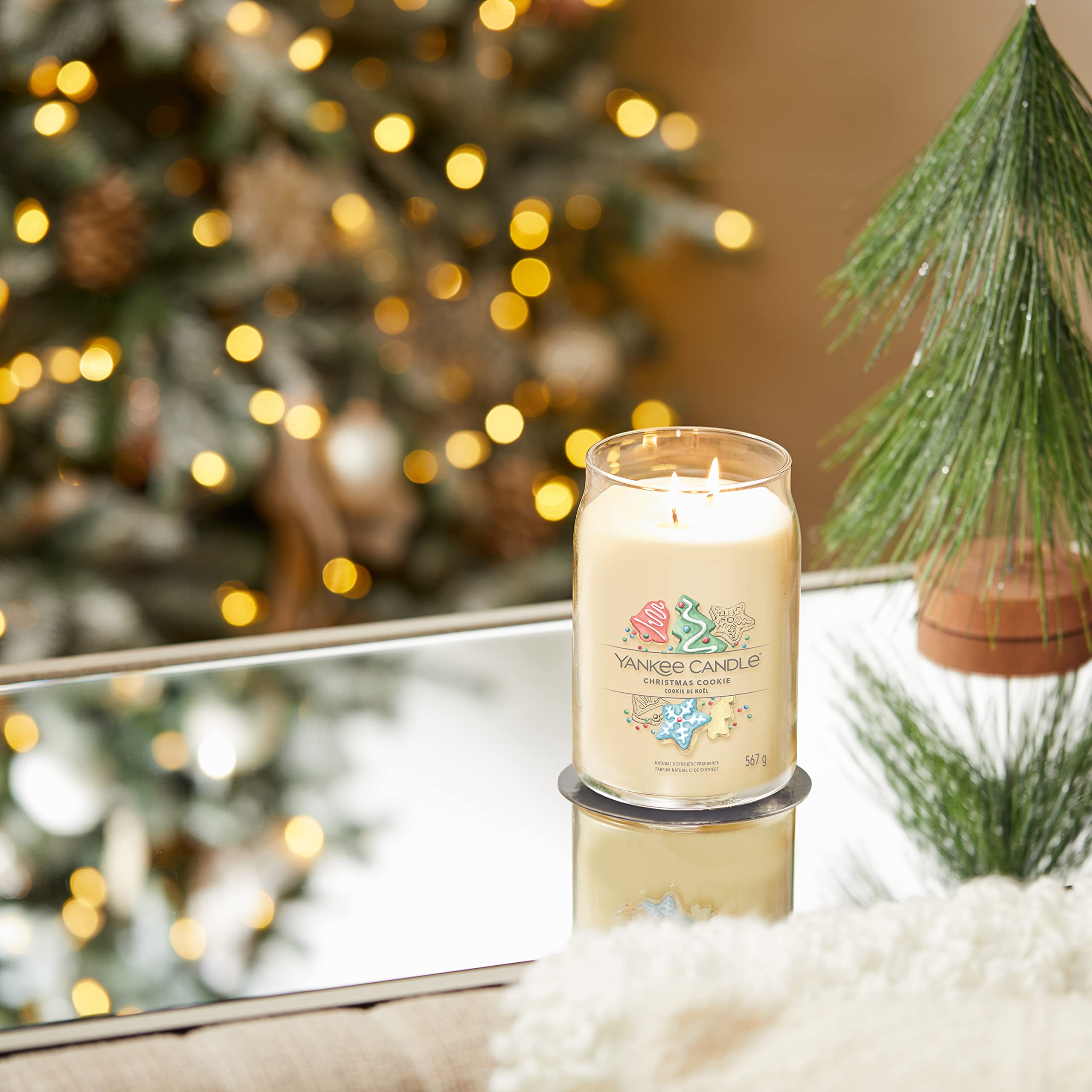 Yankee Candle Signature bougie parfumée Cookie de Noël ; Grande bougie jarre longue durée ; Mélange de cires de soja