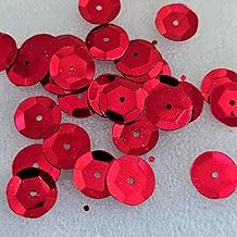10mm 40grams 1000pcs Metallic Round PVC Sew-On Cup Sequins Arts and Crafts Embellishments (Ruby Red)