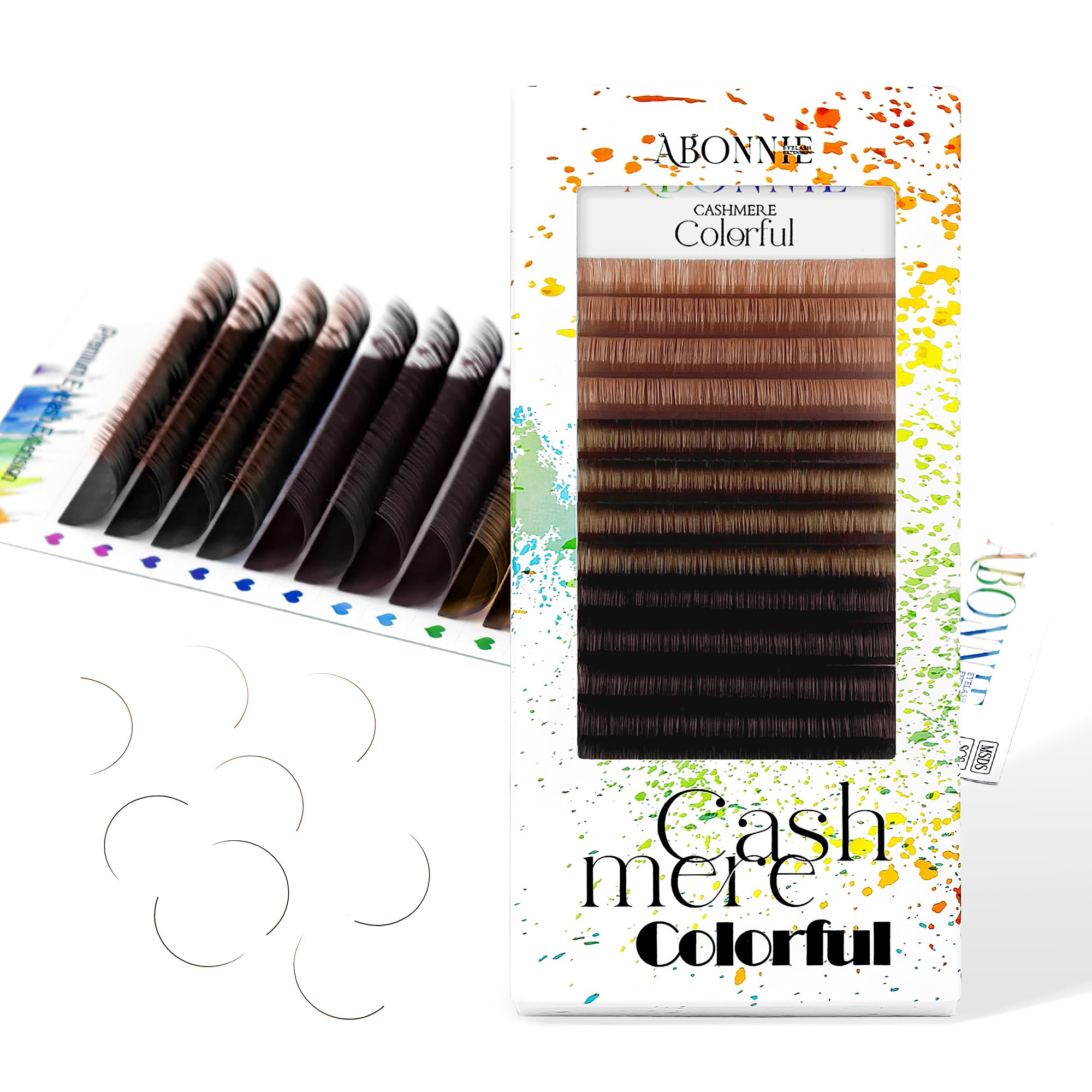 ABONNIE Colored Lash Extensions, 16 Rows Cashmere lash extensions, 0.07 D Curl Lash Extensions, 13mm Classic Lash Extensions, Single Lash Extensions