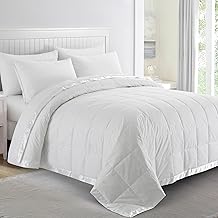 puredown® Blankets King Size - Soft Lightweight Down Blanket for All Seasons, Cozy Warm Luxury Bed Blanket with Satin Trim, Cotton Cover, White (108"X90")